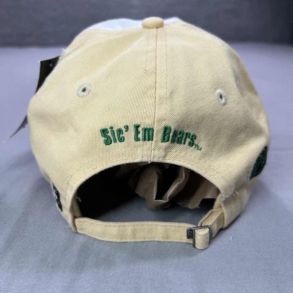 VINTAGE Baylor Bears Hat Cap‎ Strap Back Adjustable Gold White Womens 90s NEW